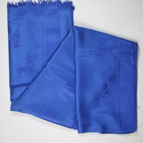 HERMES Scarf Shawl Wrap Stole 65% Cashmere 35% Silk Blue Used - Picture 13 of 14